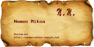 Nemes Miksa névjegykártya